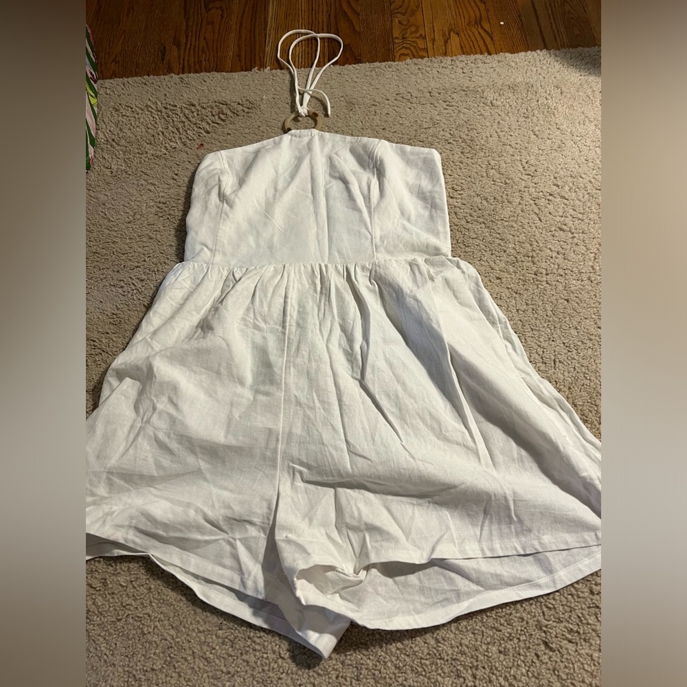 White Tie Neck Romper